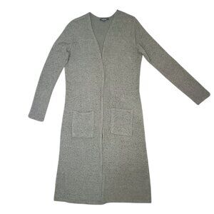 Ambiance Long Knit Cardigan Coatigan – Open Front, Olive Green, Size M (10/12)